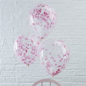 Ballons latex confettis roses