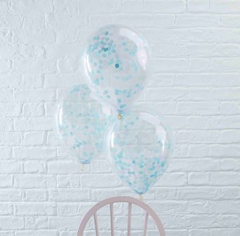 Ballons latex confettis bleus