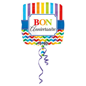 Ballon alu Bon Anniversaire multicolore 