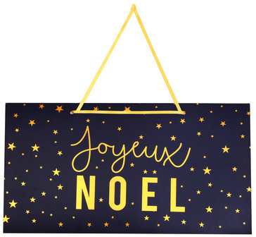 Pancarte Joyeux No&euml;l bleu et dor&eacute;