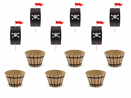 Kit d&eacute;coration cupcakes pirate kraft