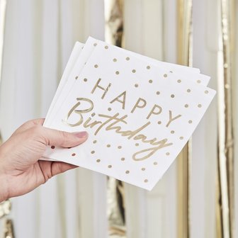 Serviettes happy Birthday GOLD MIX