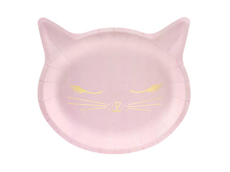 Assiettes t&ecirc;te de chat rose