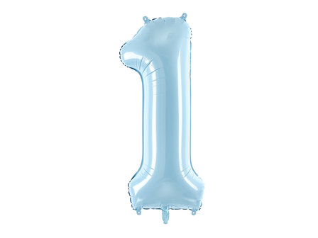 Ballon alu chiffre 1 bleu clair