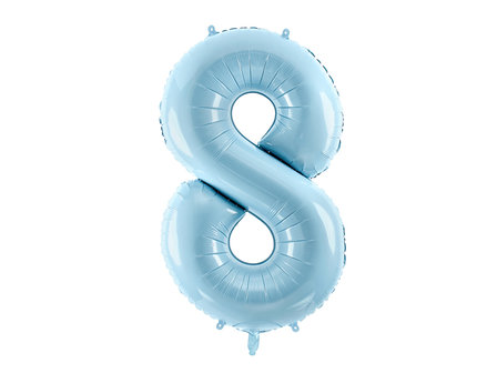 Ballon alu chiffre 8 bleu clair 