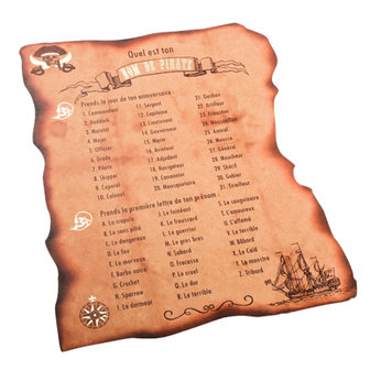 Cartes de jeu Pr&eacute;nom Pirate