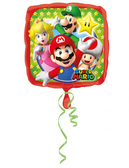 Ballon alu carr&eacute; super mario vert et rouge