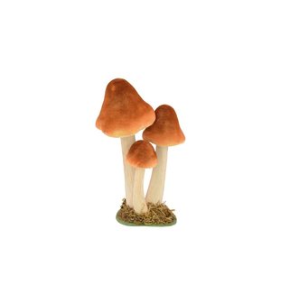 3 champignons brun et blanc sur socle