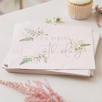 Serviettes happy birthday floral tea