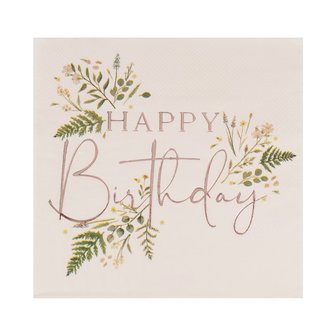 Serviettes happy birthday floral tea