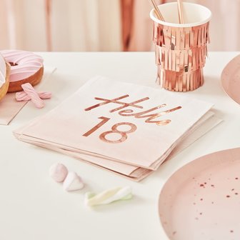 Serviettes hello 18 rose gold 