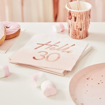 Serviettes hello 30 rose gold