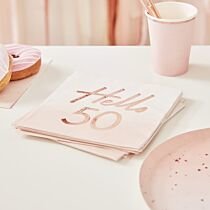 Serviettes hello 50 rose gold 