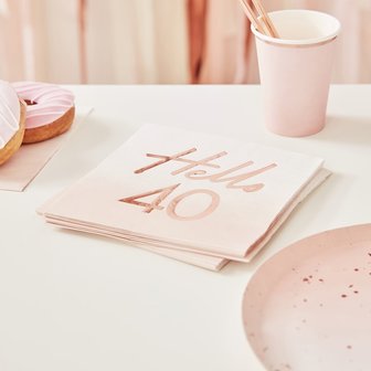 Serviettes hello 40 rose gold 