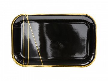 Petites assiettes rectangles noires et dor&eacute;es