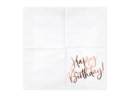 Serviettes Happy Birthday rose gold