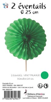 2 &eacute;ventails &#039;&#039;Vert prairie&#039;&#039; 25 cm 