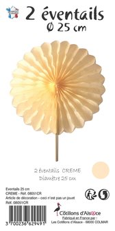 2 &eacute;ventails &#039;&#039;cr&egrave;me&#039;&#039; 25 cm 