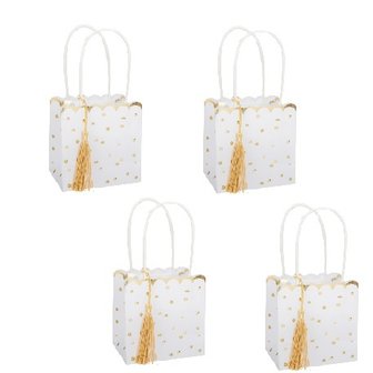 4 Sacs cadeaux Pois or