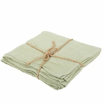 4 serviettes gaze de coton &quot;Vert Sauge&quot;