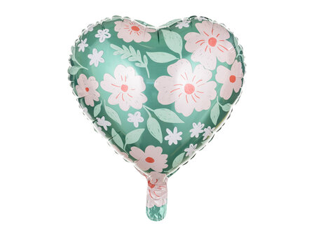 Ballon alu coeur fleuri