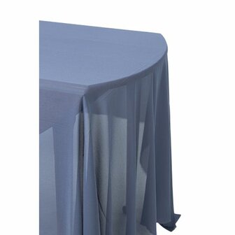 Nappe Mousseline de Soie Effilochee Bleu Orage 1.45 x 2.40 m lavable