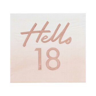 Serviettes hello 18 rose gold 