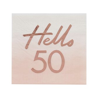 Serviettes hello 50 rose gold 