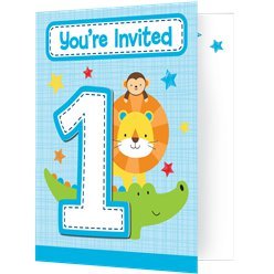 Invitations 1 an lion bleu