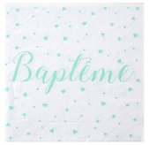 Serviettes bapt&ecirc;me vert menthe