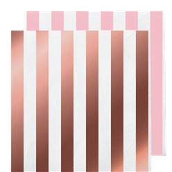 Serviettes ray&eacute;es rose et rose gold