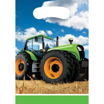 Sachets cadeaux tracteur vert