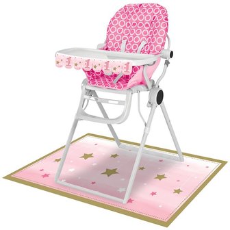 Kit pour chaise haute 1 an rose &eacute;toiles