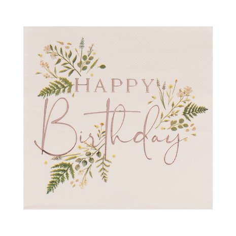 Serviettes happy birthday floral tea