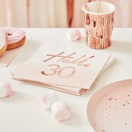 Serviettes hello 30 rose gold