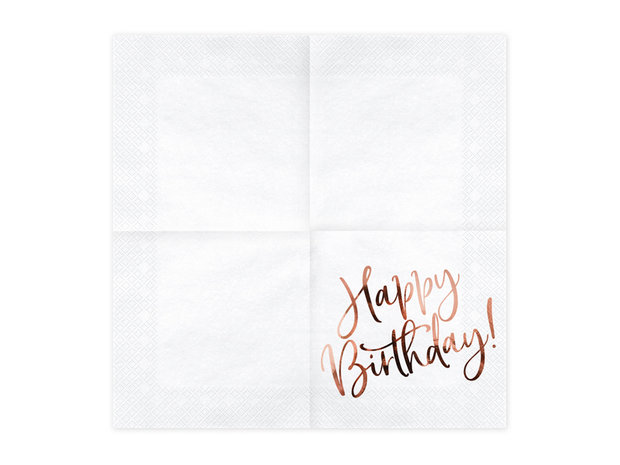 Serviettes Happy Birthday rose gold