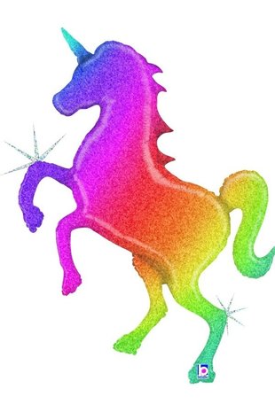 Ballon alu géant licorne Rainbow holographique