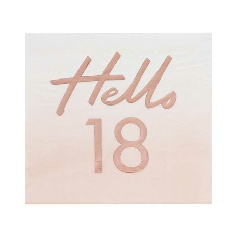 Serviettes hello 18 rose gold 